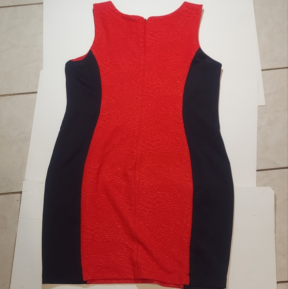 Thalia Sodi Red and Black Knee Length Dress